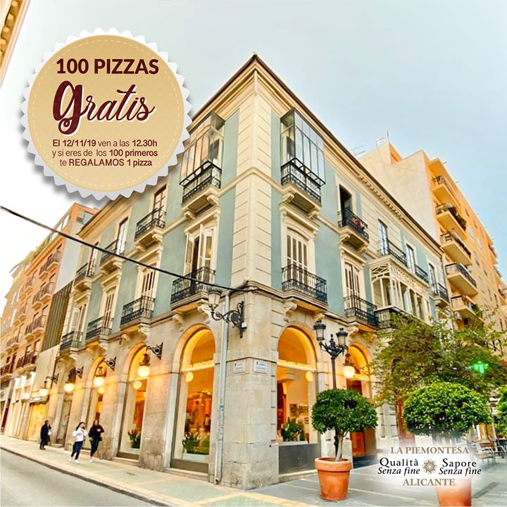 100 pizzas gratis en Alicante