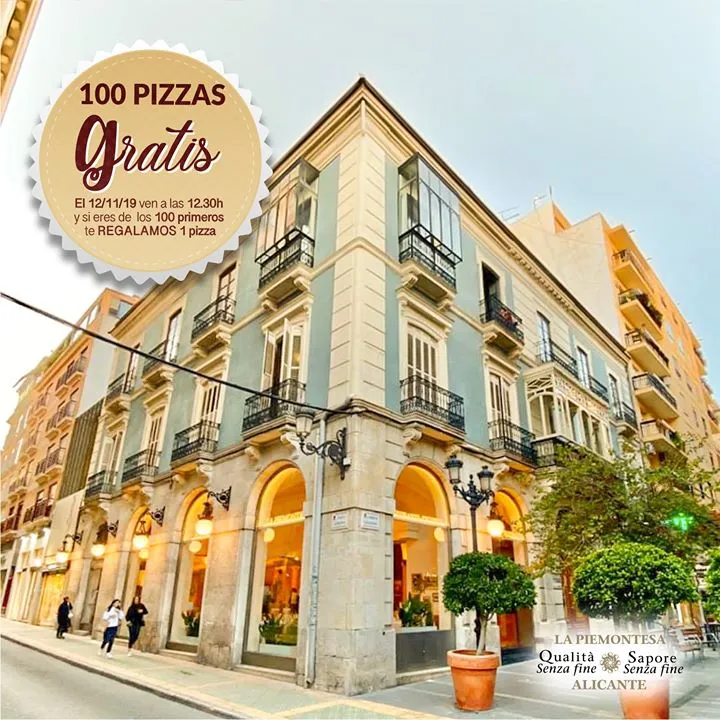 100 pizzas gratis en Alicante