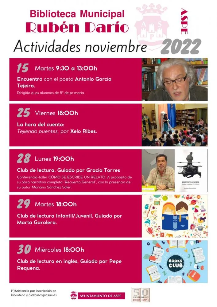 A ctividades Noviembre 2022 - Biblioteca Municipal Rubén Darío