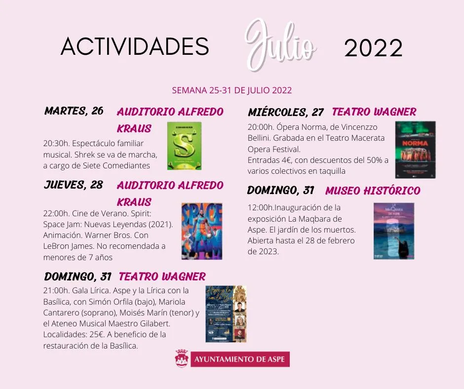 Actividades Culturales Aspe 25-31 julio