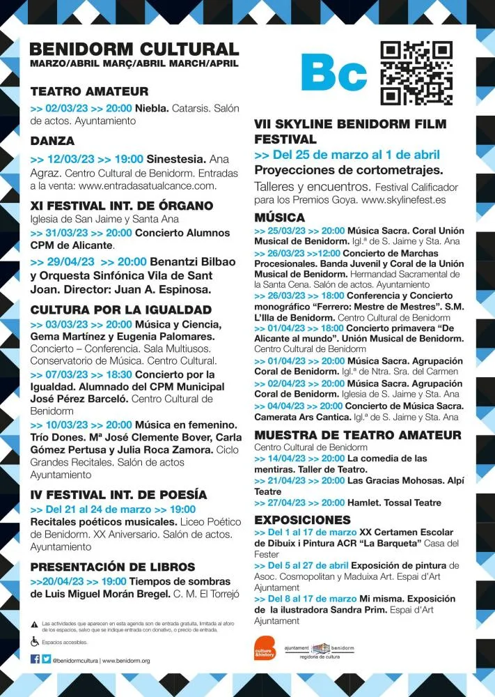 Actividades Culturales Benidorm Marzo-Abril 2023