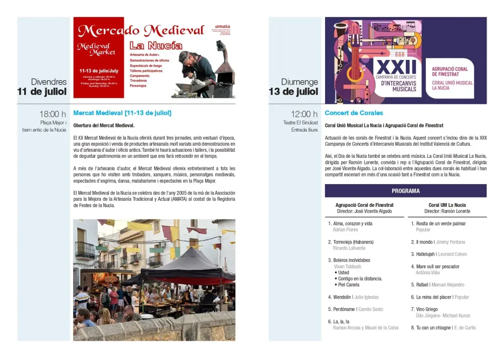 Actividades Culturales La Nucía Julio 2025