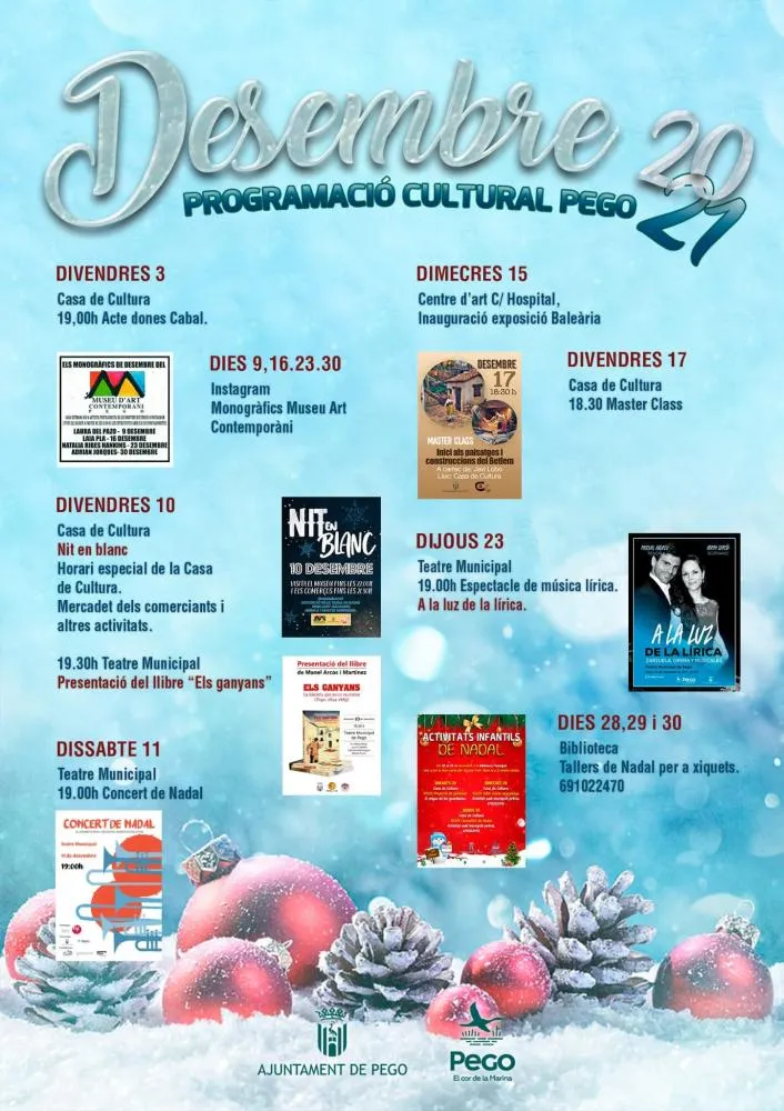 Actividades Culturales Pego Diciembre 2021