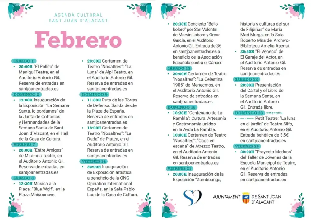 Actividades Culturales Sant Joan Febrero 2025