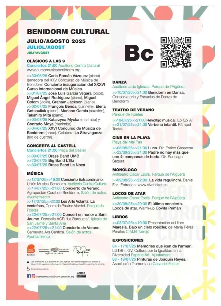 Actividades Cuturales Benidorm julio-agosto 2025