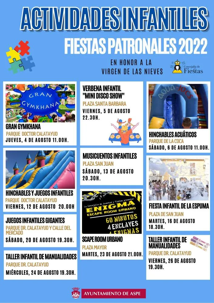 Actividades Infantiles Fiestas Patronales Aspe