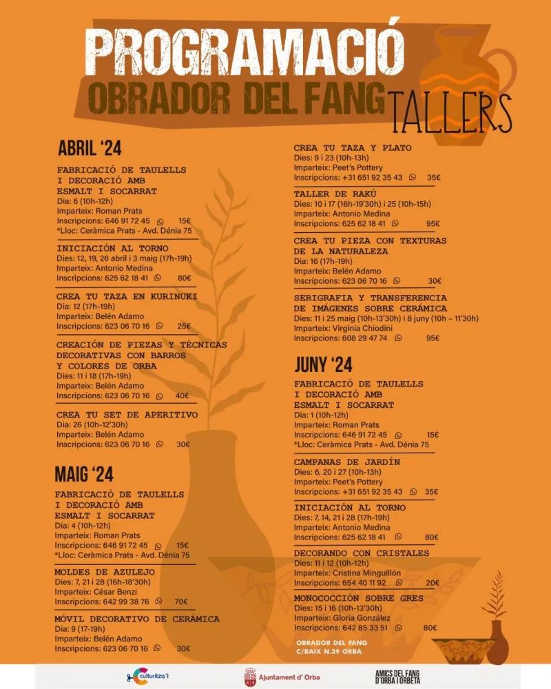 Actividades Obrador del Fang - Talleres Abril-Junio 2024