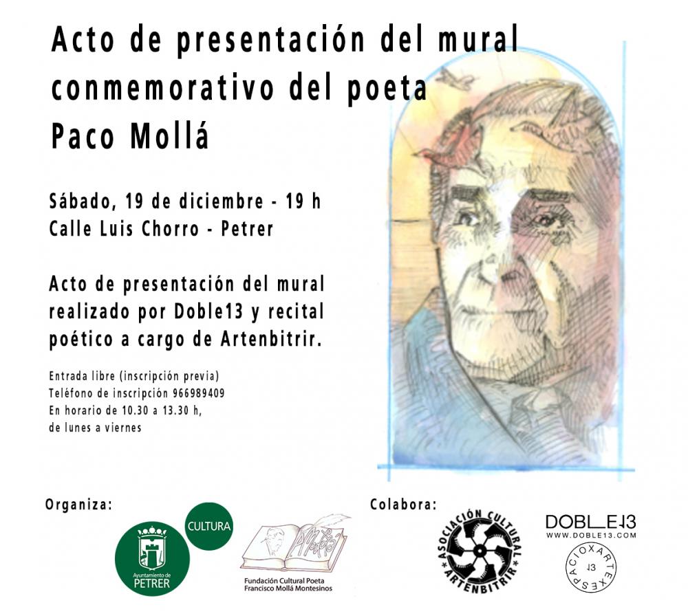Acto de presentación del mural conmemorativo del poeta Paco Mollá