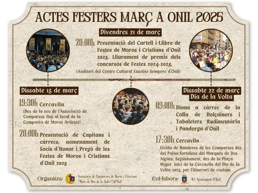 Actos Festeros de Marzo en Onil 2025