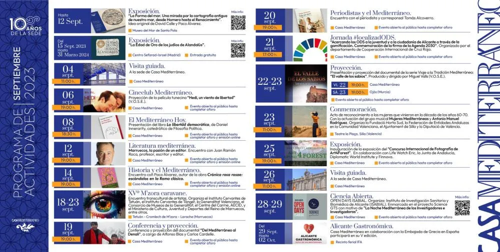 Agenda Cultural Casa Mediterráneo Septiembre 2023