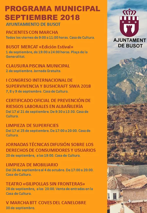 Agenda Cultural de Busot - Septiembre 2018