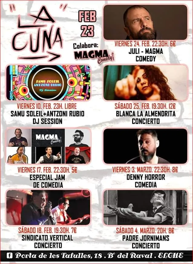Agenda cultural La Cuna Tetería Febrero 2023