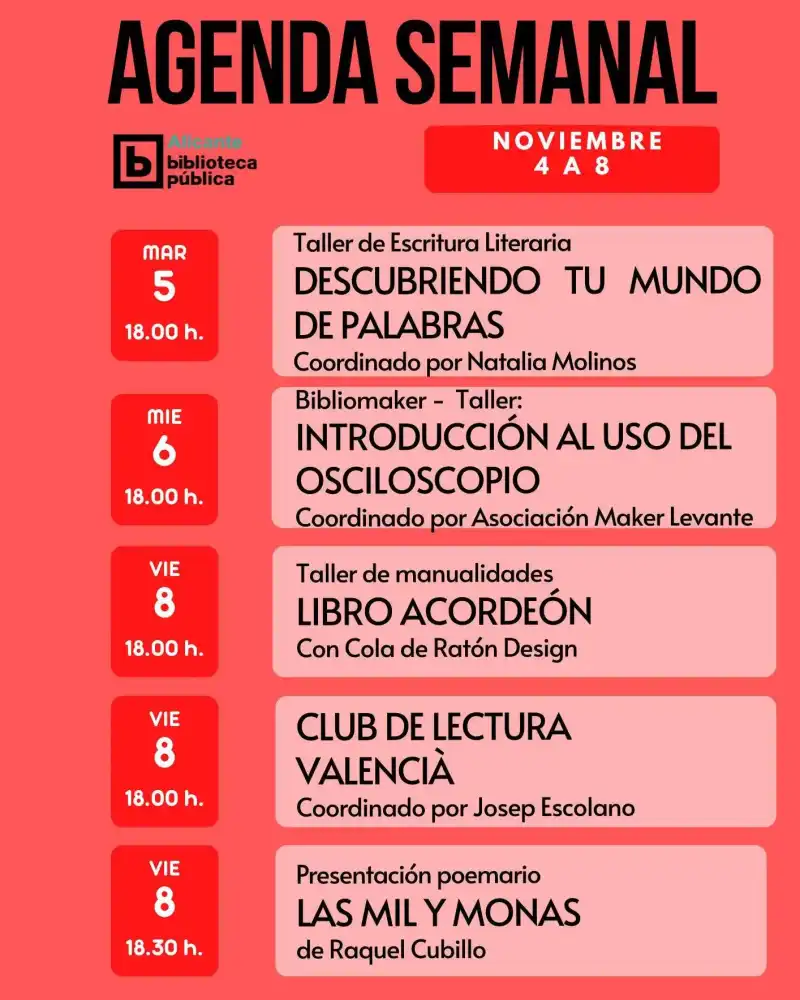 Agenda semanal Biblioteca Pública Azorín