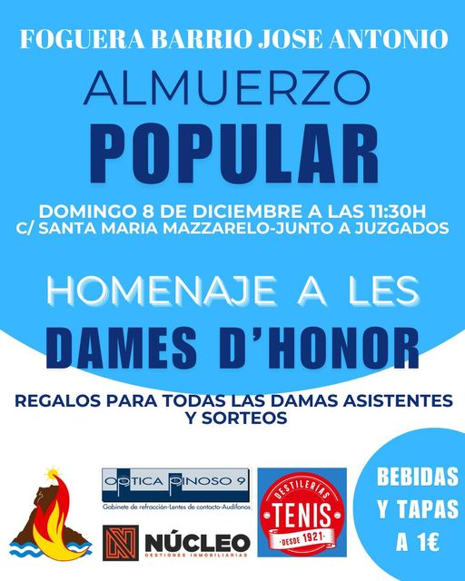 Almuerzo Popular Homenaje a las Damas de Honor Hoguera Barrio José Antonio