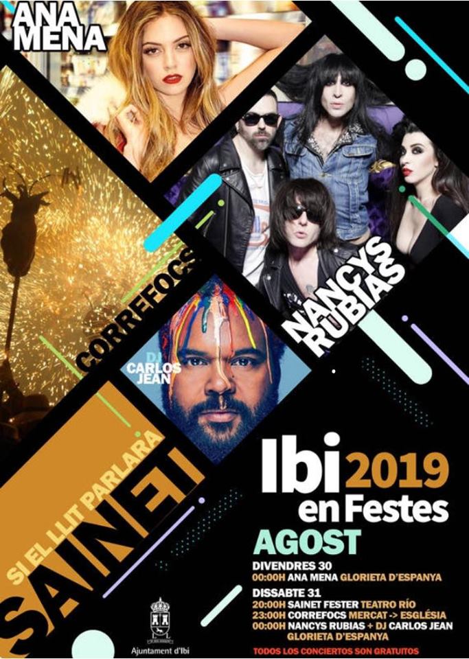 Ana Mena, Nancys Rubias y Carlos Jean artistas confirmados en los conciertos de fiestas de Ibi 2019