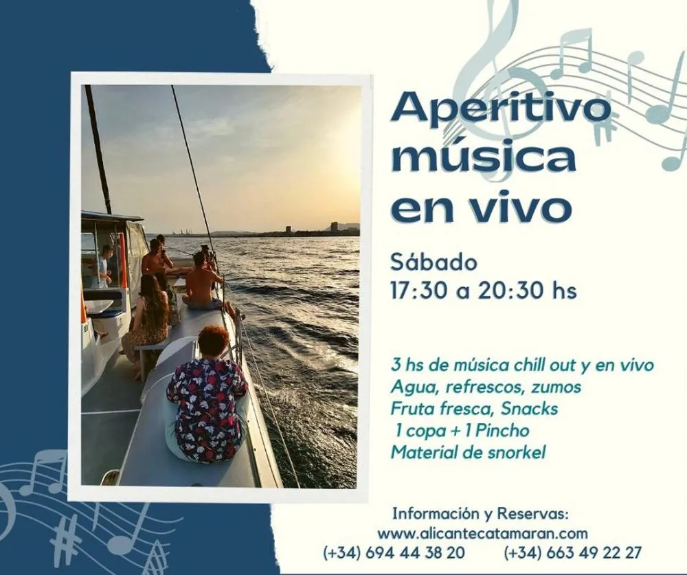 Aperitivo música en vivo en catamarán