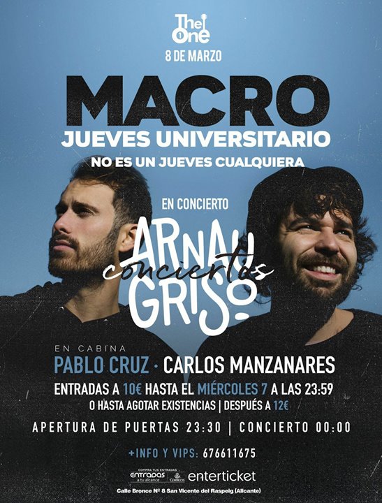 Arnau Griso en conciertos en San Vicente del Raspeig