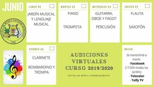 Audiciones Virtuales de Clarinete, Bombardino y Trompa