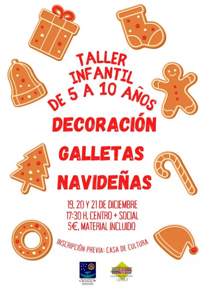Aún quedan plazas para el divertido Taller Infantil de Decoración de Galletas Navideñas en lAlfàs - Ayuntamiento de l'Alfàs del Pi | Sede Electr