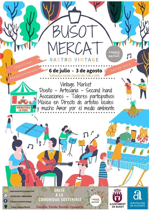 Busot Mercat Rastro Vintage. Julio y Agosto Sábados de 19h a 24h