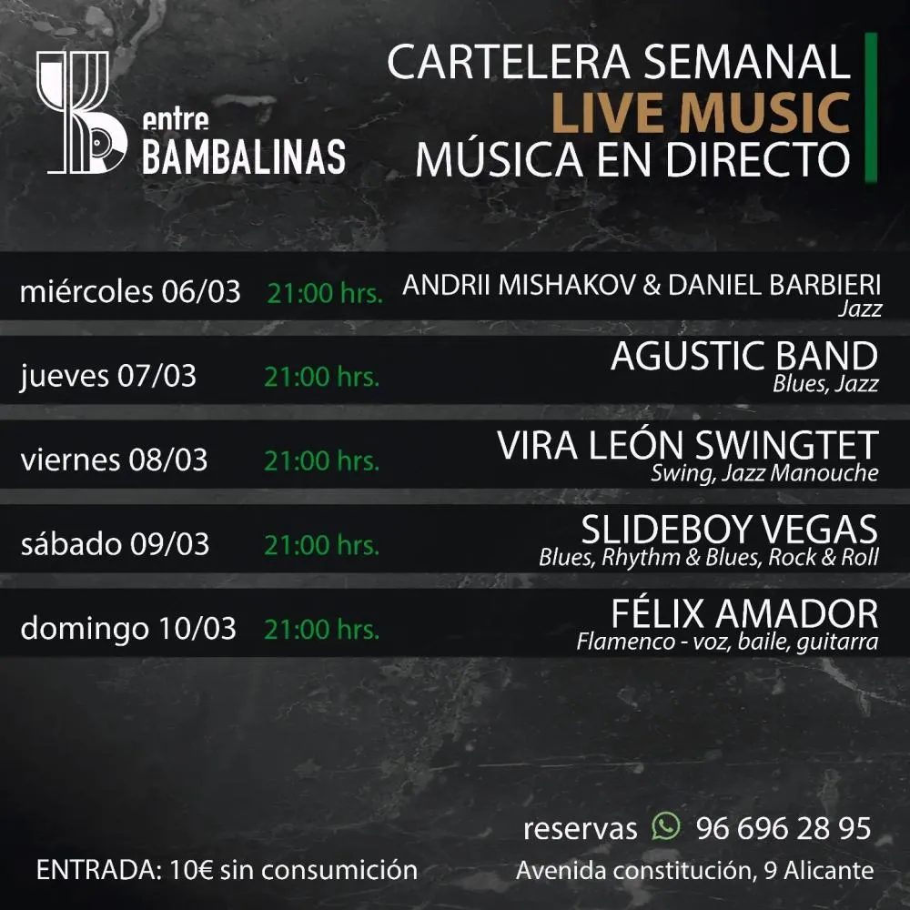 Cartelera semanal conciertos