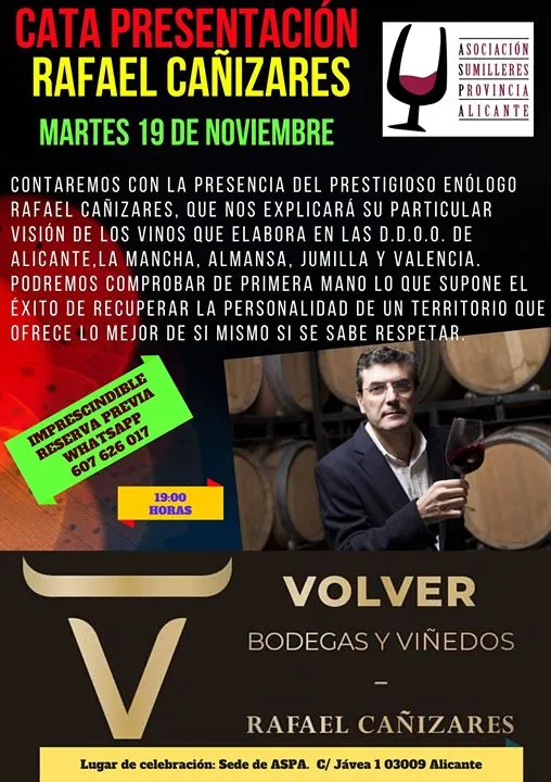 Cata con Rafael Cañizares de Bodegas Volver