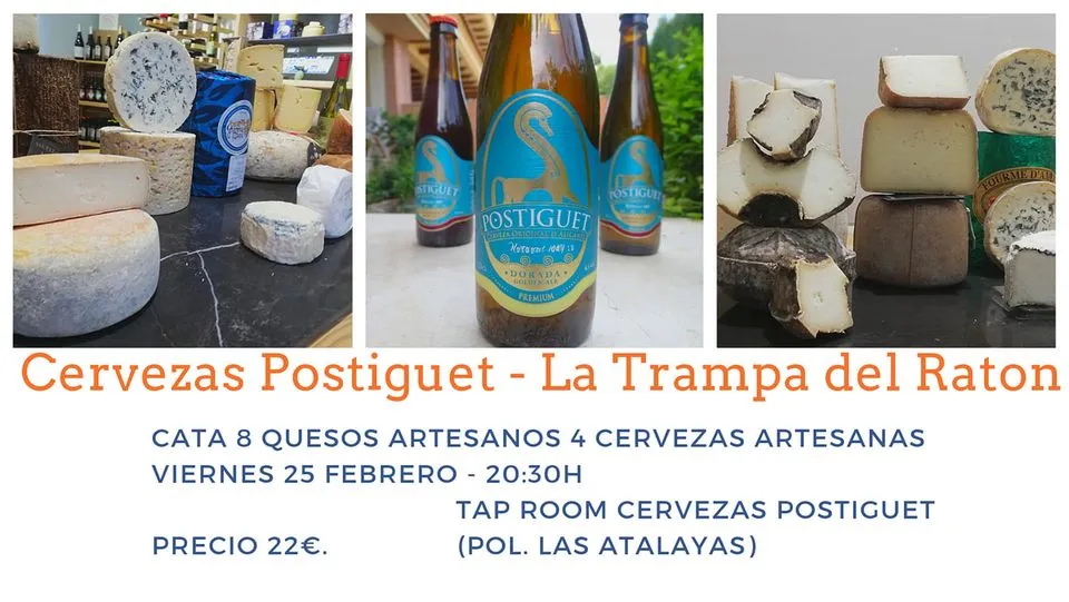 Cata de 8 quesos artesanos y 4 cervezas Postiguet