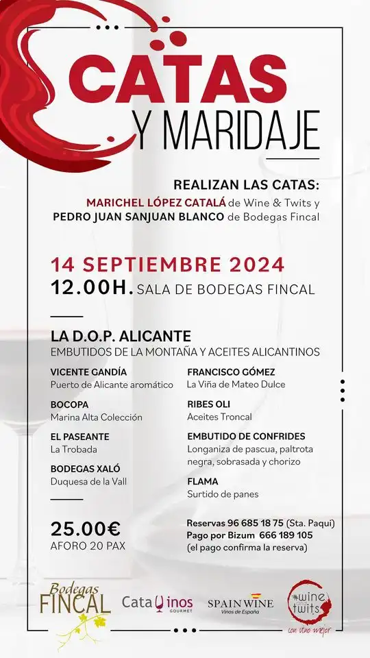 Catas y maridaje en Bodegas Fincal (La Vila).- La Dop Alicante