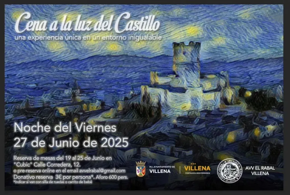 Cena a la luz del Castillo Villena 2025