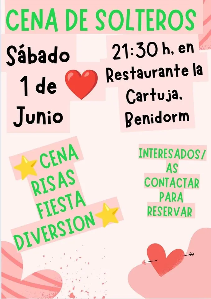 Cena de Solteros Benidorm en La Cartuja