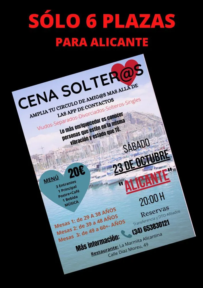 Cena de Solteros en Alicante