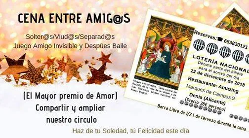Cena entre Amigos (Solteros/Viudos/Separados) en Dénia