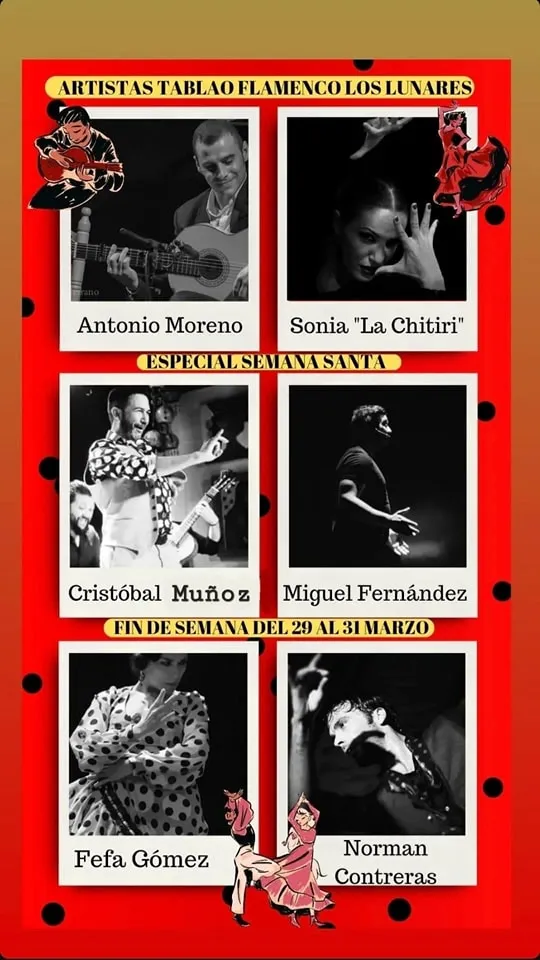 Cena espectáculo Flamenco Los Lunares Semana Santa 2024