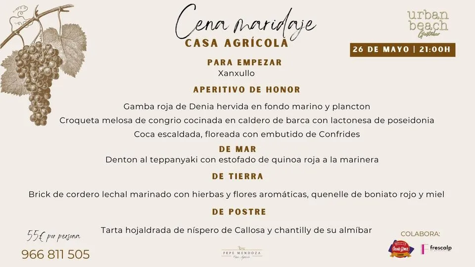 Cena Maridaje Casa Agrícola - Pepe Mendoza