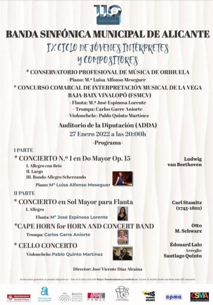 Ciclo concierto de Jóvenes Intérpretes y compositorios Banda Sinfónica Municipal de Alicante