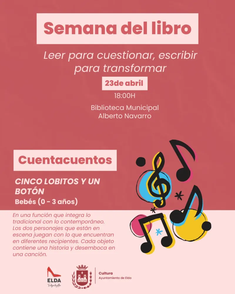 Cinco lobitos y un botón Bebés (0-3 años) ► Semana del libro Elda 2025