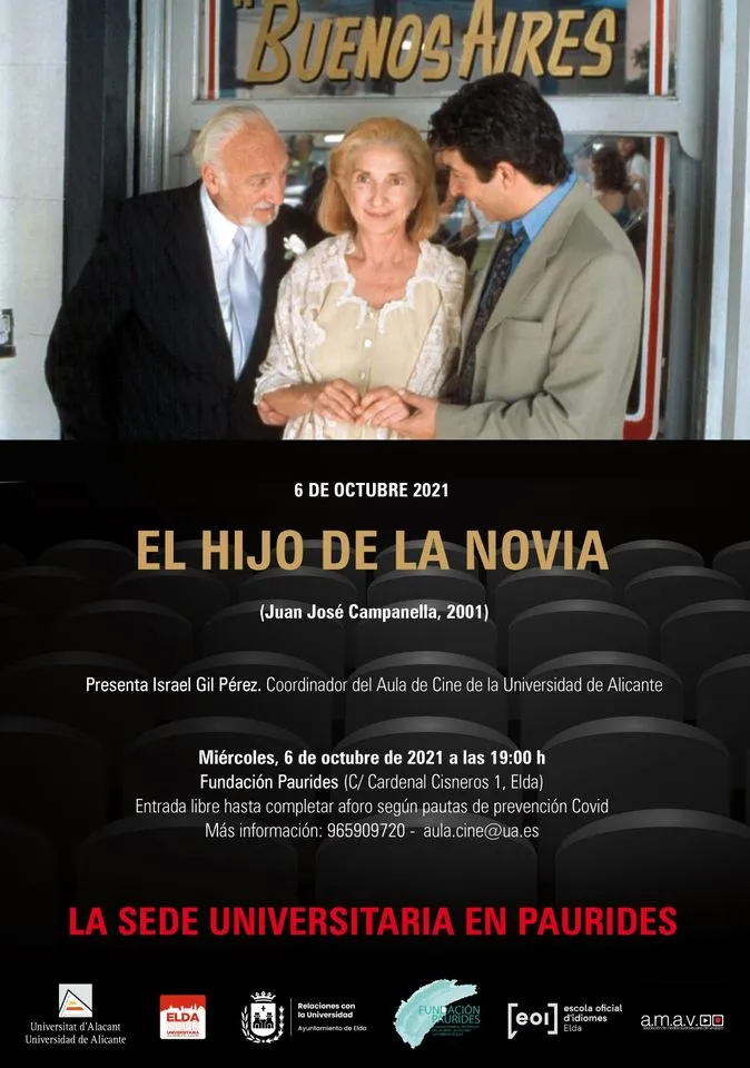 Cine de la Sede en Paurides. Tema: personas mayores. Película El Hijo de la Novia