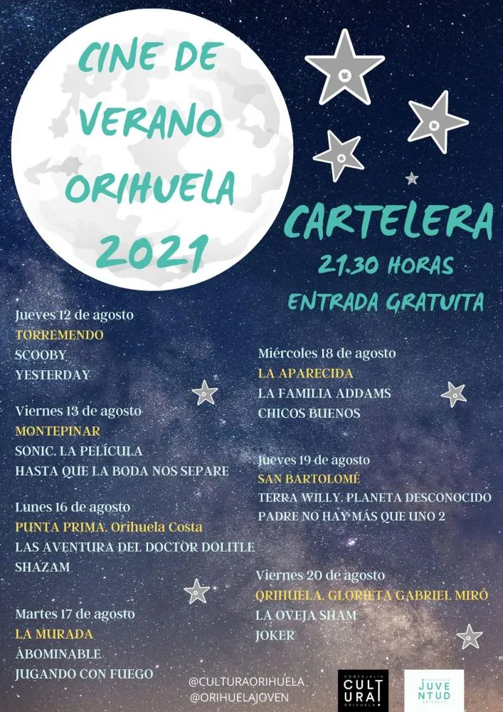 Cine de verano en Orihuela 2021