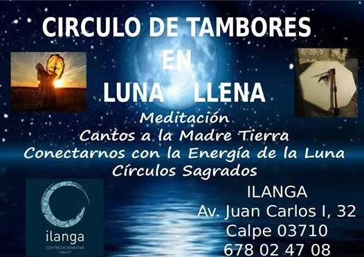 Circulo de tambores en luna llena en Calpe
