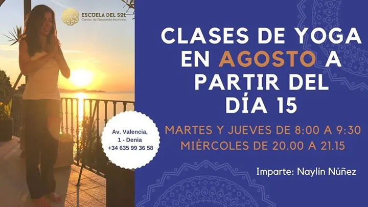 Clases de yoga en agosto en Denia