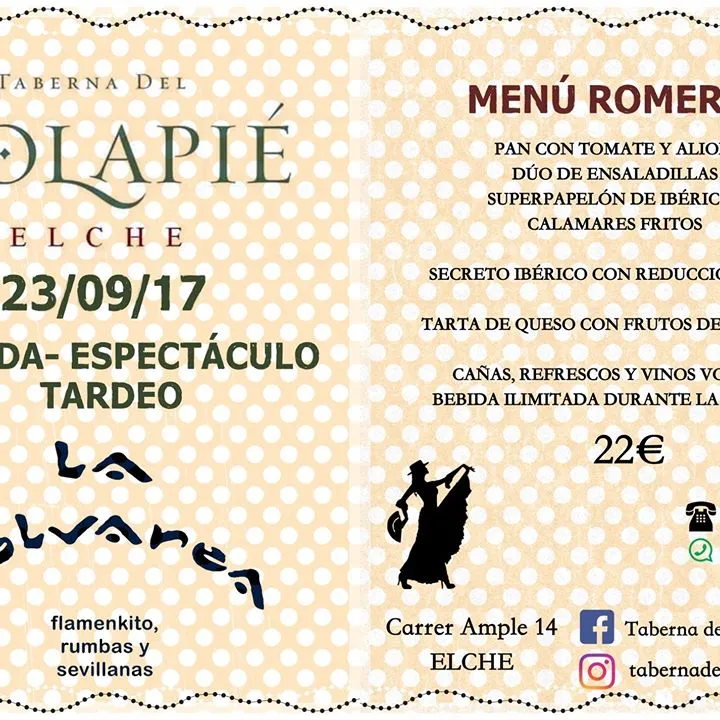 Comida- Espectáculo Tardeo en Volapié con la Polvarea