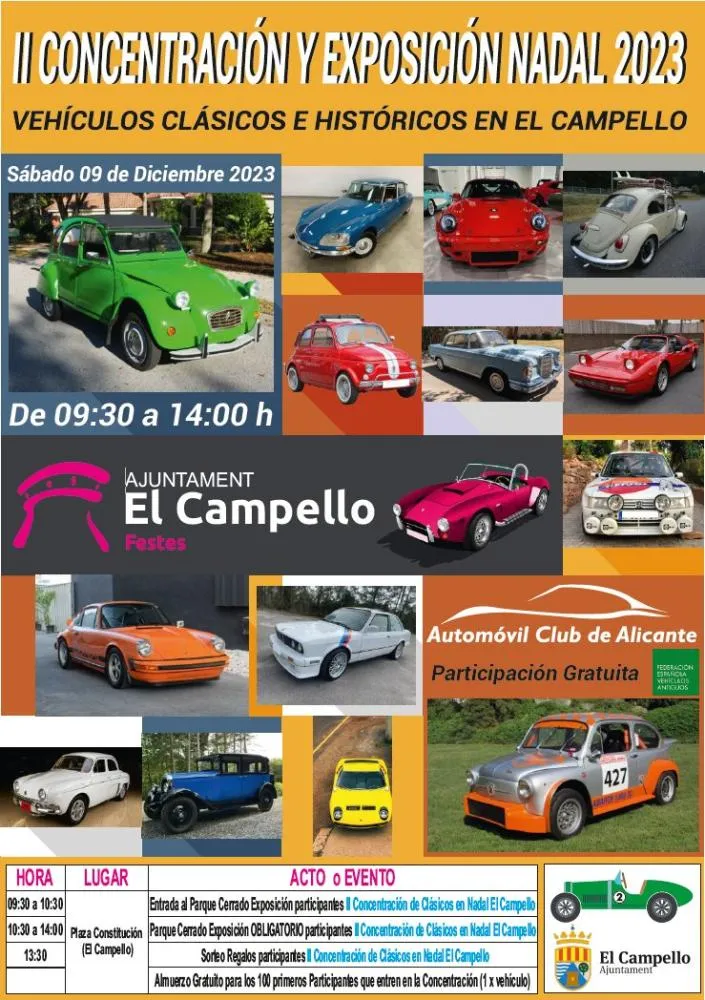 Concentración de coches clásicos e históricos en Campello 2023