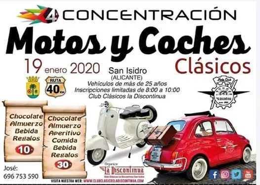 Concentración de Motos y Coches clásicos en San Isidro Alicante Enero 2020