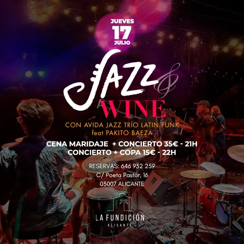 Concierto Avida Jazz Trio Latín funk feat Pakito Baeza