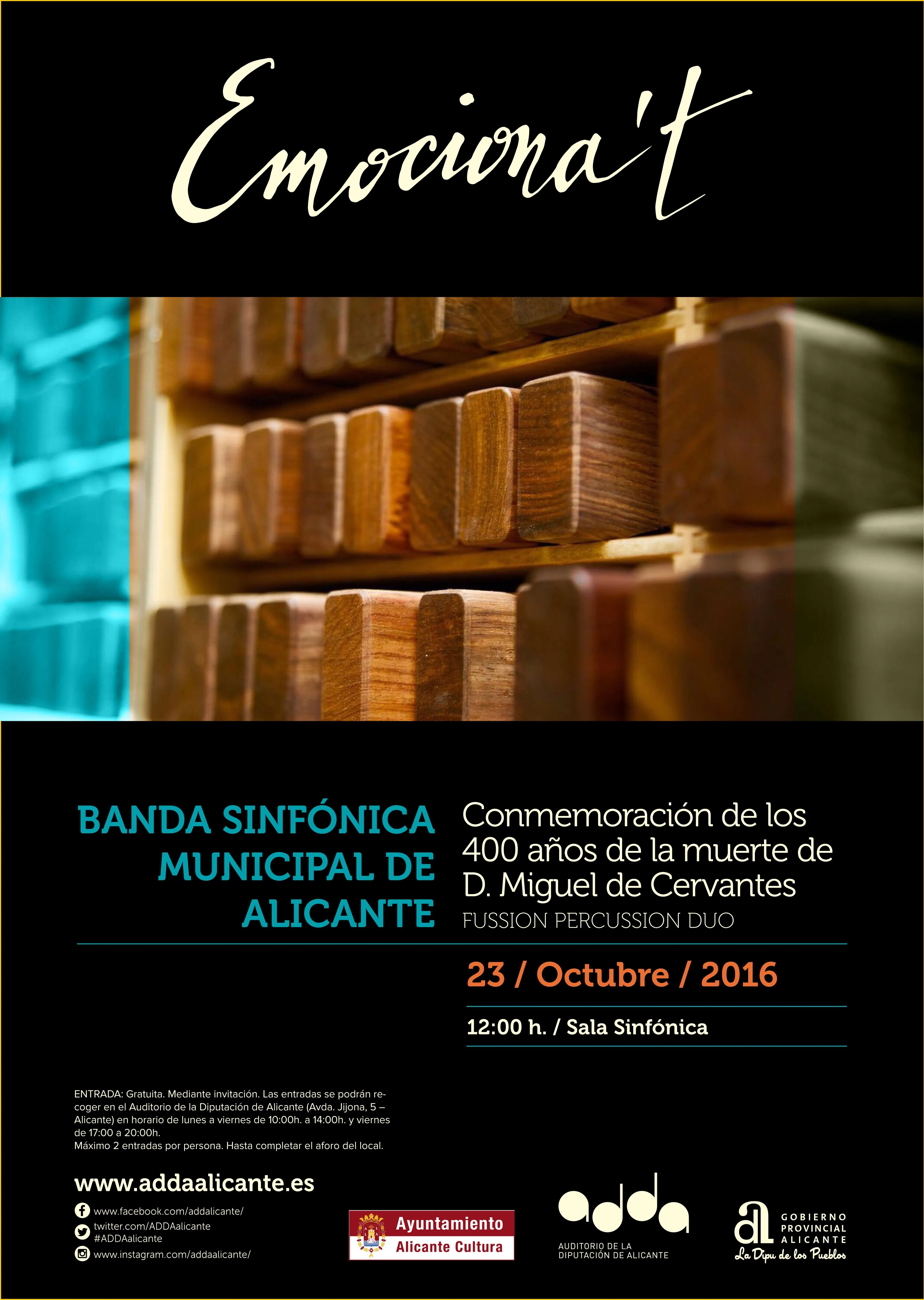Concierto de la Banda Sinfónica Municipal en el ADDA. 23 de octubre a las 12 horas. Acceso libre c