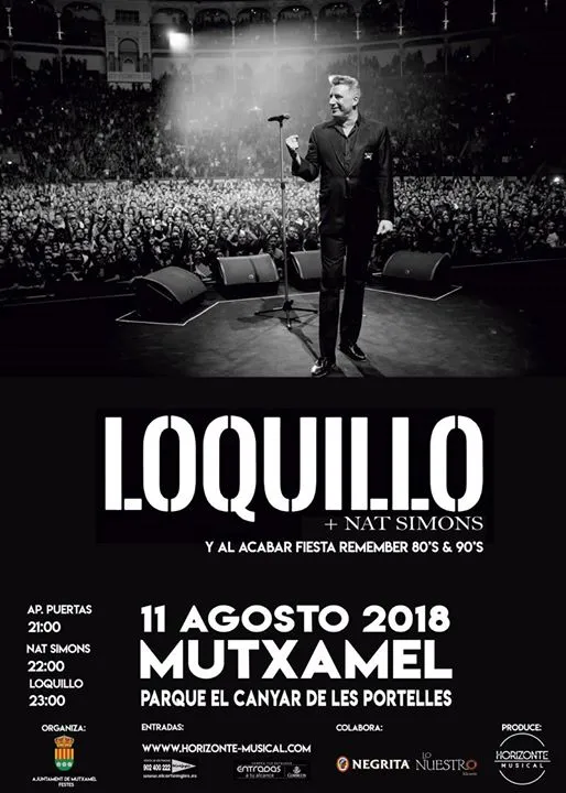 Concierto de Loquillo + Nat Simons + Fiesta Remember 80s y 90s en Mutxamel