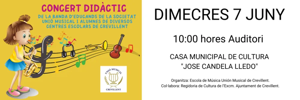 Concierto Didáctico de la Banda de Educandos de la Sociedad Unión Musical y Alumnos de Varios Centros Escolares de Crevillent