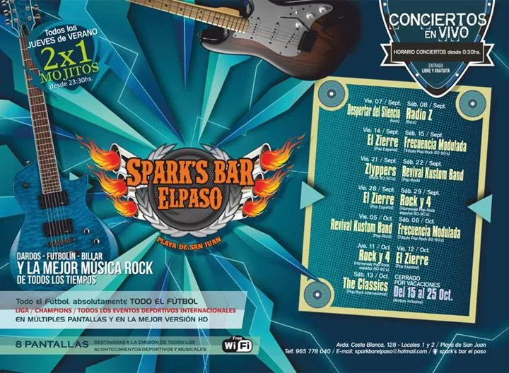 Concierto en vivo en Spark's bar el paso - Septiembre - Octubre 2018
