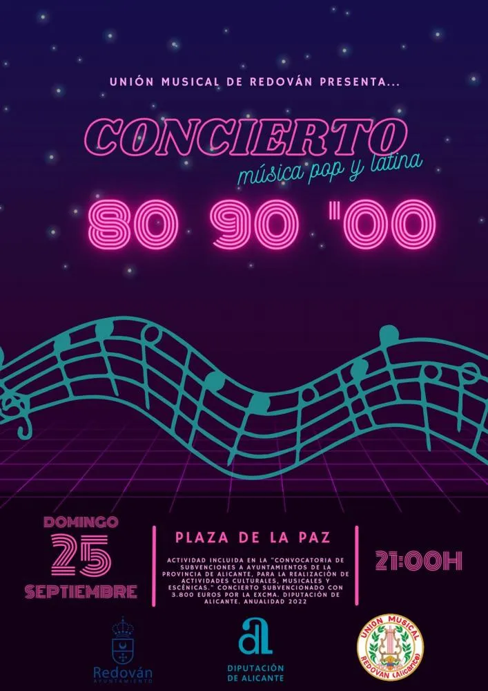 Concierto música Pop y Latina 80', 90', '00 de La Unión Musical de Redován