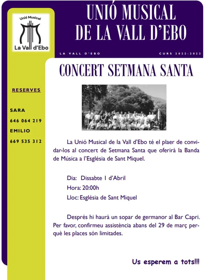 Concierto Semana Santa - Banda Vall d'Ebo